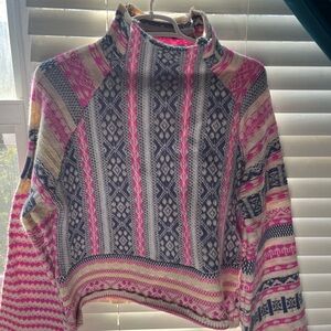 Fate Pink and Blue Patterned Cowl Neck Sweater